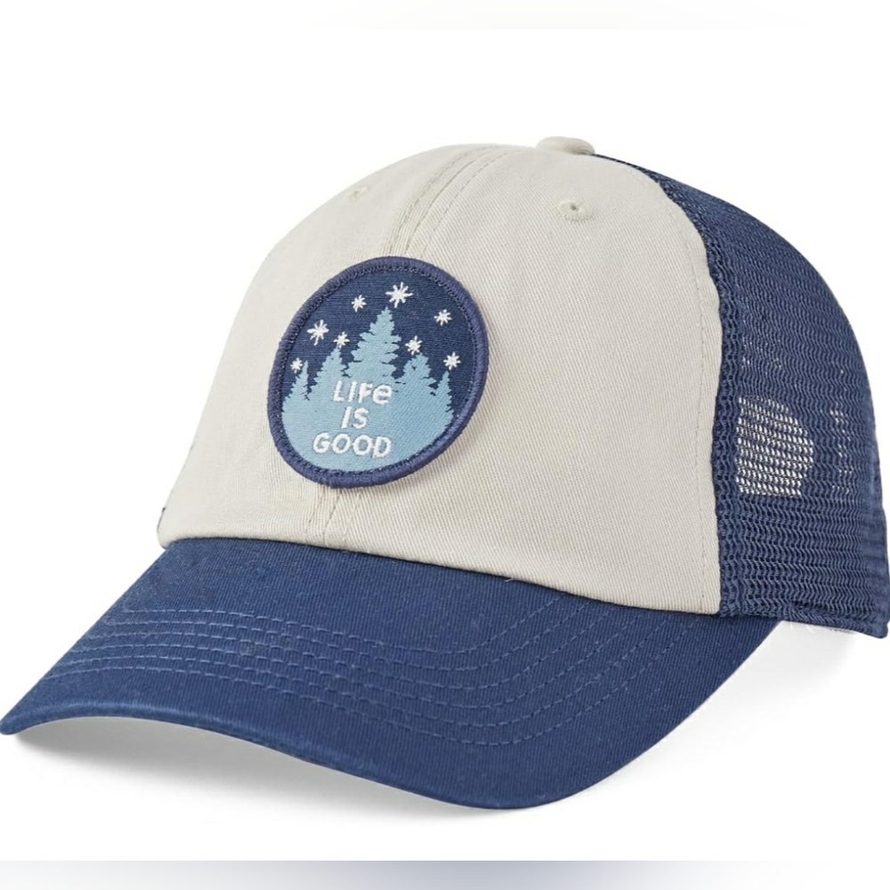 Life is good twinkling trees blue cap